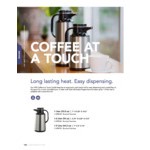 Service Ideas Coffee-At-A-Touch 33.8 oz. Stainless Steel Insulated Coffee Carafe / Server with Black Push-Button Lid HPS101