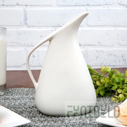 10 Strawberry Street WTR-8MILKJUG Whittier 21 oz. White Porcelain Milk Jug - 12/Case