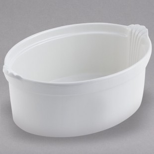 Bon Chef 2084PWHT 8 Qt. White Sandstone Finish Cast Aluminum Oval Casserole Dish with Shell Handles