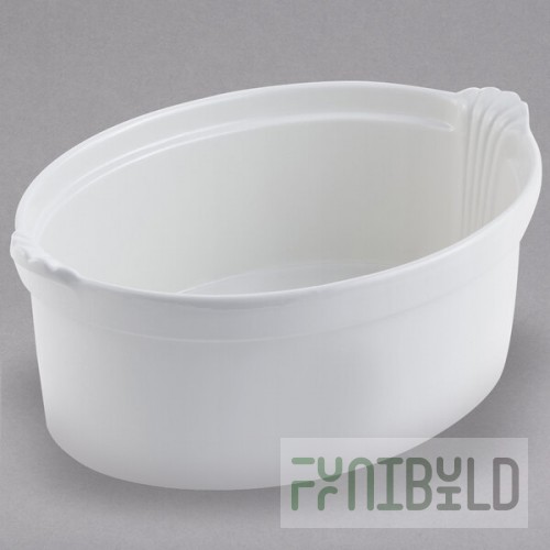 Bon Chef 2084PWHT 8 Qt. White Sandstone Finish Cast Aluminum Oval Casserole Dish with Shell Handles