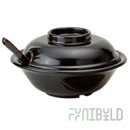 GET B-720-BK 16 oz. Black Fuji Bowl with Lid - 24/Case