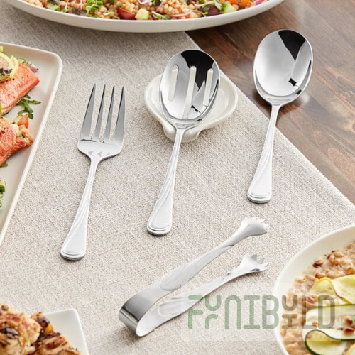 Acopa Swirl 4-Piece 18/8 Stainless Steel Extra Heavy Weight Serving Utensils Set