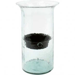 Kalalou Medium Glass Cylindrical Hurricane Candle Holder with Rustic Metal Insert Kalalou Medium Glass Cylindrical Hurricane Candle Holder with Rustic Metal Insert