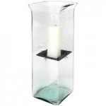 Kalalou Medium Glass Cylindrical Hurricane Candle Holder with Rustic Metal Insert Kalalou Medium Glass Cylindrical Hurricane Candle Holder with Rustic Metal Insert