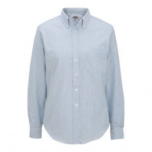 Edwards 5077 Women's Customizable Blue Stripe Long Sleeve Wrinkle-Resistant Easy-Care Oxford Dress Shirt with Soil Release - 2X