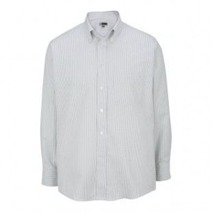 Edwards 1077 Men's Customizable Gray Stripe Long Sleeve Wrinkle-Resistant Easy-Care Oxford Dress Shirt with Soil Release - XL Edwards 1077 Men's Customizable Gray Stripe Long Sleeve Wrinkle-Resistant Easy-Care Oxford Dress Shirt with Soil Release - XL