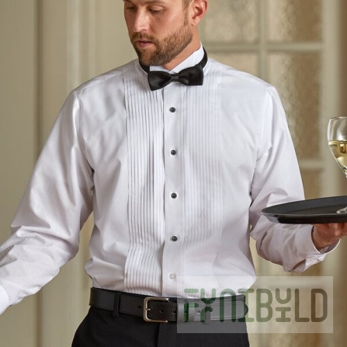 Henry Segal Men's Customizable White Tuxedo Shirt with Wing Tip Collar - M