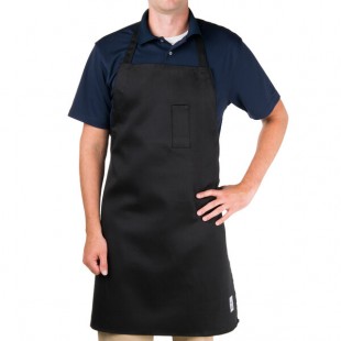 Chef Revival Black Poly-Cotton Customizable Bib Apron with 1 Pocket - 34 Chef Revival Black Poly-Cotton Customizable Bib Apron with 1 Pocket - 34