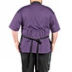 Uncommon Chef 3114 Zig Zag Denim Customizable 100% Cotton Renegade Bib Apron with Black Webbing and 3 Pockets - 34