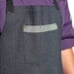 Uncommon Chef 3114 Zig Zag Denim Customizable 100% Cotton Renegade Bib Apron with Black Webbing and 3 Pockets - 34