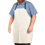Uncommon Chef 3114 Zig Zag Denim Customizable 100% Cotton Renegade Bib Apron with Black Webbing and 3 Pockets - 34