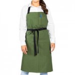 Uncommon Chef 3114 Zig Zag Denim Customizable 100% Cotton Renegade Bib Apron with Black Webbing and 3 Pockets - 34