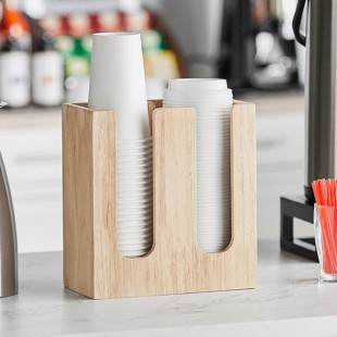 Acopa Wood 2-Section Horizontal Cup and Lid Organizer Acopa Wood 2-Section Horizontal Cup and Lid Organizer