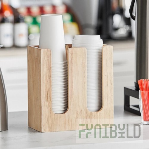 Acopa Wood 2-Section Horizontal Cup and Lid Organizer