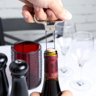 Franmara 2125 Ahh Super! Chrome-Plated Two-Prong Customizable Cork Extractor with Black Sheath