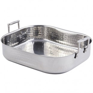 Bon Chef 60010CLDHF Cucina 10 Qt. Hammered Finish Stainless Steel Roasting Pan - 16 3/8 Bon Chef 60010CLDHF Cucina 10 Qt. Hammered Finish Stainless Steel Roasting Pan - 16 3/8