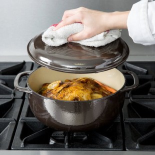 Lodge EC6D18 6 Qt. Midnight Chrome Enameled Cast Iron Dutch Oven Lodge EC6D18 6 Qt. Midnight Chrome Enameled Cast Iron Dutch Oven