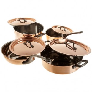 Matfer Bourgeat 915901 8-Piece Copper Cookware Set with 2.625 Qt. Sauce Pan, 2.75 Qt. Saute Pan, 5.25 Saute Pan, and 5.75 Qt. Casserole and Covers Matfer Bourgeat 915901 8-Piece Copper Cookware Set with 2.625 Qt. Sauce Pan, 2.75 Qt. Saute Pan, 5.25 Saute Pan, and 5.75 Qt. Casserole and Covers
