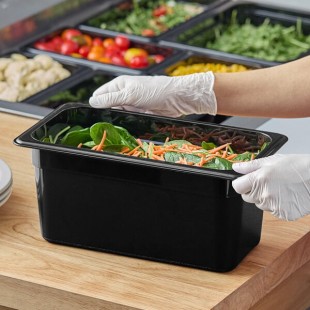 Carlisle 3086203 StorPlus 1/3 Size Black High Heat Plastic Food Pan - 6