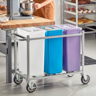 Baker's Lane 30 Gallon / 480 Cup Mobile Triple Ingredient Bin - White / Blue / Purple