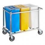 Baker's Lane 30 Gallon / 480 Cup Mobile Triple Ingredient Bin - White / Blue / Purple