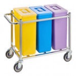 Baker's Lane 30 Gallon / 480 Cup Mobile Triple Ingredient Bin - White / Blue / Purple
