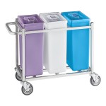 Baker's Lane 30 Gallon / 480 Cup Mobile Triple Ingredient Bin - White / Blue / Purple