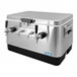 Coldbreak JOCK-2TF-SS54 Stainless Steel 2 Faucet 54 Qt. Insulated Jockey Box with Front Inputs and 50 ft. Coils