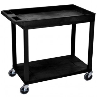 Luxor EC12-B Black One Tub and One Flat Shelf Utility Cart - 32