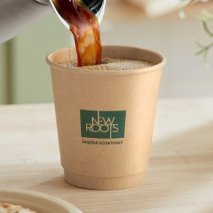 New Roots 10 oz. Smooth Double Wall Kraft Compostable Paper Hot Cup - 500/Case