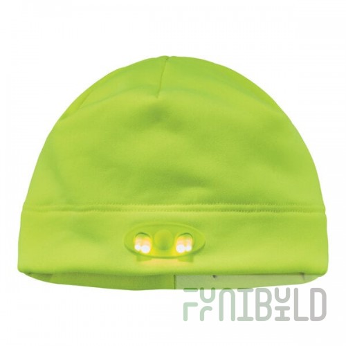 Ergodyne N-Ferno 6804 Hi-Vis Lime Skull Cap Winter Hat with LED Lights 16802