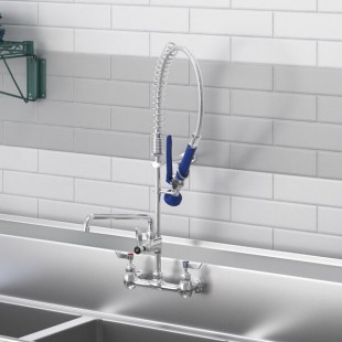 Waterloo 1.15 GPM Low Profile Wall-Mount Pre-Rinse Faucet with 8 Waterloo 1.15 GPM Low Profile Wall-Mount Pre-Rinse Faucet with 8