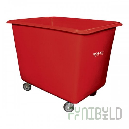 Royal Basket Trucks 10 Cu. Ft. Red Poly Truck with Steel Base and 2 Rigid / 2 Swivel Casters R08-RDX-PGC-4UNN