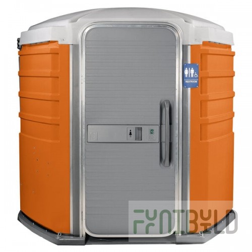 PolyJohn SA1-1011 We'll Care III Orange Wheelchair Accessible Portable Restroom - Assembled