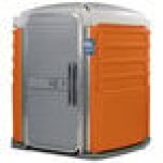 PolyJohn SA1-1011 We'll Care III Orange Wheelchair Accessible Portable Restroom - Assembled