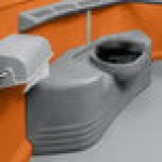 PolyJohn SA1-1011 We'll Care III Orange Wheelchair Accessible Portable Restroom - Assembled