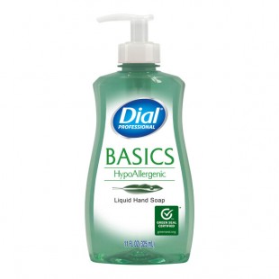 Dial Professional Basics DIA35488 11 oz. Hypoallergenic Liquid Hand Soap with Pump - 12/Case Dial Professional Basics DIA35488 11 oz. Hypoallergenic Liquid Hand Soap with Pump - 12/Case