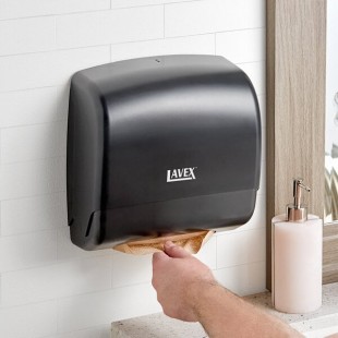 Lavex Translucent Black Mini C-Fold / Multifold Paper Towel Dispenser Lavex Translucent Black Mini C-Fold / Multifold Paper Towel Dispenser