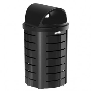 Suncast MTCRND3501 35 Gallon Black Round Metal Trash Can with Roto Molded Lid