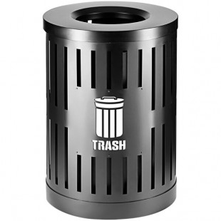 Commercial Zone Parkview Dualcoat 72860399 34 Gallon Black Steel Trash Can with Logo