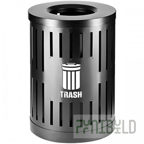 Commercial Zone Parkview Dualcoat 72860399 34 Gallon Black Steel Trash Can with Logo