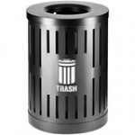 Commercial Zone Parkview Dualcoat 72860399 34 Gallon Black Steel Trash Can with Logo