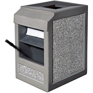 Wausau Tile TF1241 Auto Attendant 22 Gallon Concrete Square Trash Can with Single Windshield Washing Station
