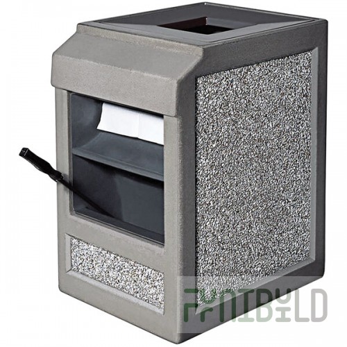 Wausau Tile TF1241 Auto Attendant 22 Gallon Concrete Square Trash Can with Single Windshield Washing Station