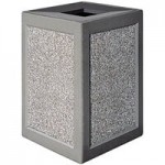 Wausau Tile TF1241 Auto Attendant 22 Gallon Concrete Square Trash Can with Single Windshield Washing Station