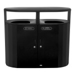 Rubbermaid® Resist® 2184980 46 Gallon Jet Black Metallic Steel Oval Dual-Stream Outdoor Trash Can / Recycling Bin