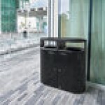 Rubbermaid® Resist® 2184980 46 Gallon Jet Black Metallic Steel Oval Dual-Stream Outdoor Trash Can / Recycling Bin