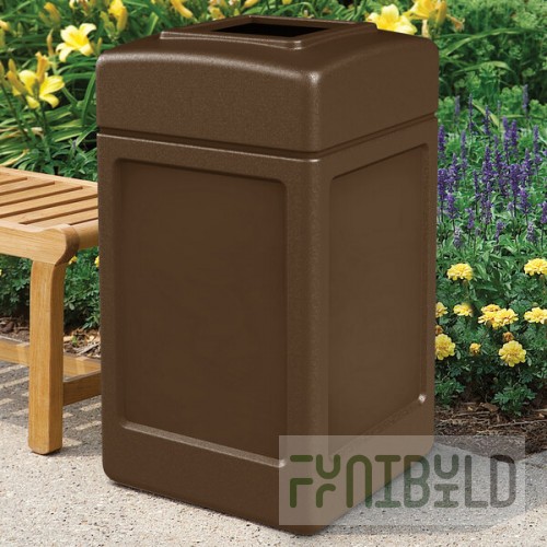 Commercial Zone 732137 PolyTec 42 Gallon Square Brown Trash Can