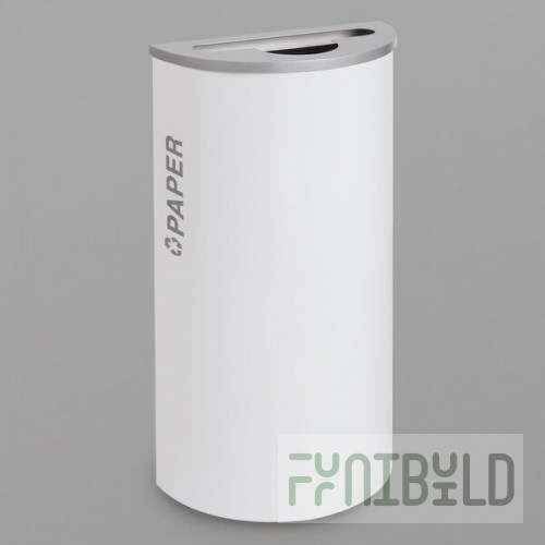 Ex-Cell Kaiser RC-KDHR-P BT-WHT Black Tie Kaleidoscope White Gloss Half Round 8 Gallon Paper Receptacle