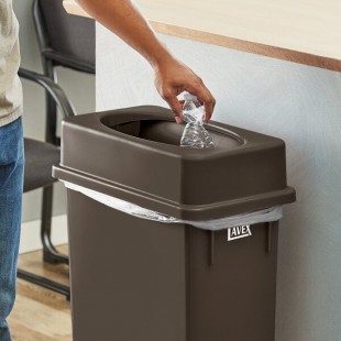 Lavex Brown Slim Rectangular Trash Can Drop Shot Lid Lavex Brown Slim Rectangular Trash Can Drop Shot Lid